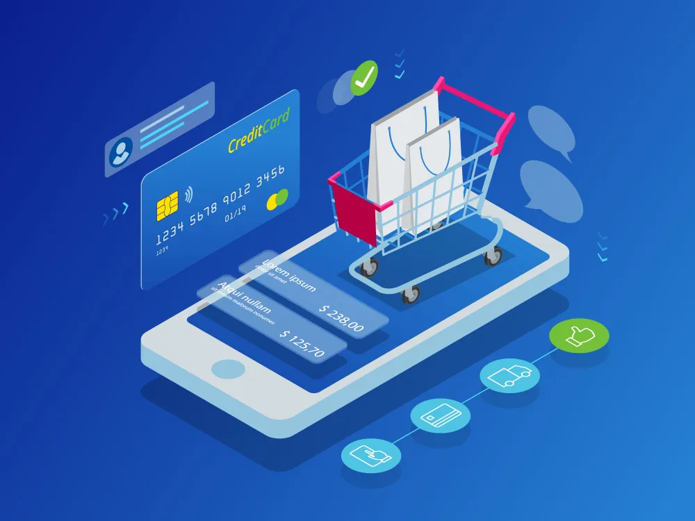 Illustration de la vente de produits en ligne